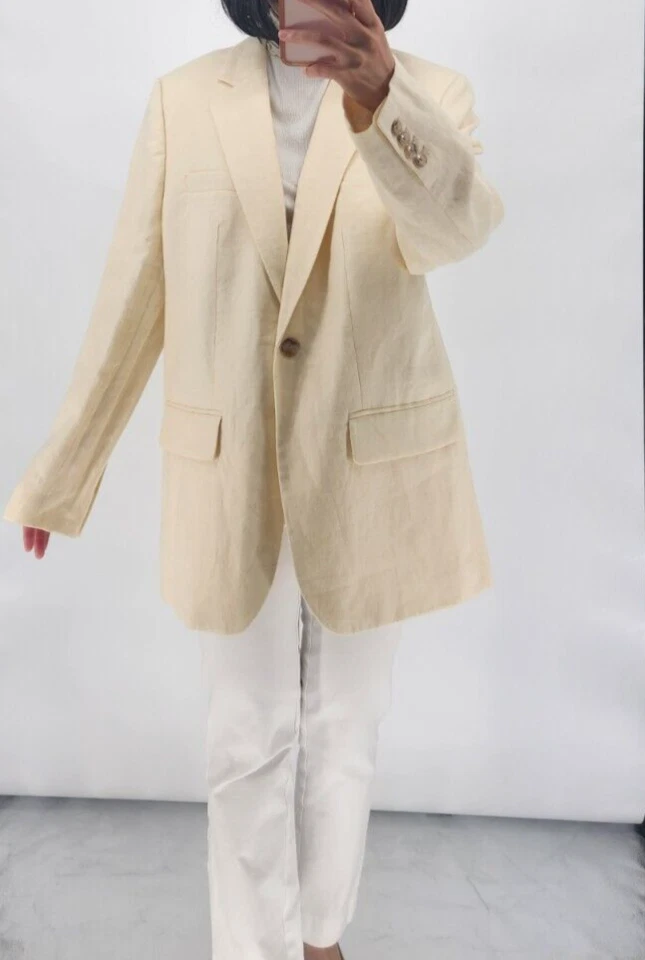 NWT BANANA REPUBLIC Core Lina Relaxed Linen Blazer Size 6 Savanna Breeze #1H420 - Image 4 of 4
