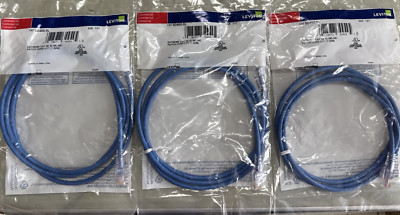 LOT OF 3 LEVITON Cat 5e SlimLine Boot Patch Cord, 5 ft, Blue 5D460-5L