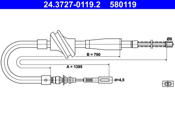 ATE Bremsseil Seilzug Feststellbremse 24.3727-0119.2 FüR 100 C3 Audi 443 444 445-image