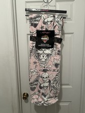 Ed Hardy Throw 60x70 Pink Grey Tiger Skull Burning Heart Snake Eagle NWT