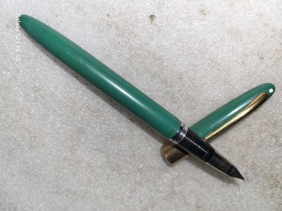Vintage Sheaffer White Dot Green Case Snorkel Fountain Pen As Is