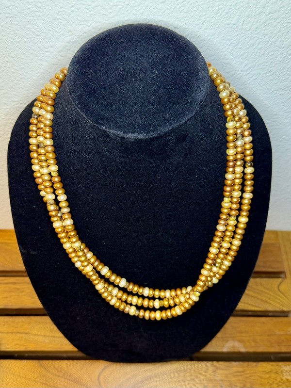 Gold & Cream Pearls 3 Piece Set, Stamped 925