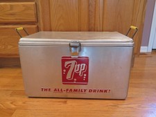 Vintage Original 7 UP Bubbles Aluminum Picnic Cooler Ice Chest ~ VIDEO ~