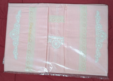 Lenzuola Matrimoniale Cotone ricamato  MAI spiegato! anni  '70s originale!