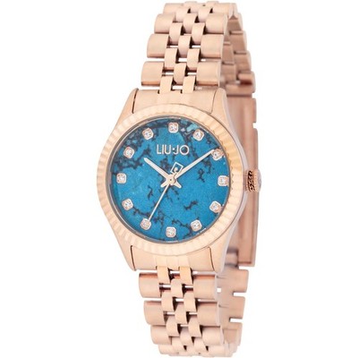 Damenuhr LIU JO Luxury TINY TLJ2317 Stahlarmband Rosé Blau Swarovski