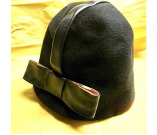 VTG 40s Henry Pollak Pone Soie Women's Small Black Melange Blend Wool Bucket Hat