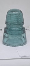 Hemingray 21 Aqua Blue Glass Telegraph Insulator Made in USA Vintage