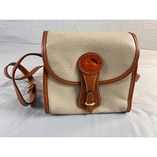 Dooney  Bourke Vintage All Weather Leather Crossbody Bag Cream Tan Duck Logo