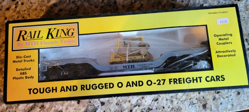 Coche plano deprimido Rail King 19982 MTH con excavadora ERTL Bull 30-7618 - C87 G49 | Zustand: Used