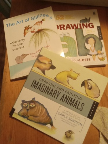 Lot of 3 books from Carla Sonheim: drawing lessons Art of Silliness + 2
