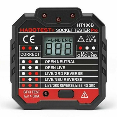 US HT106B Advanced Electric Socket Tester GFCI Test Mains Fault Checker s