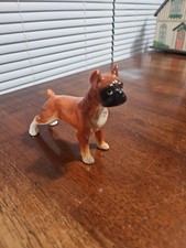 Boxer Dog Ceramic Porcelain 6&rdquo; Figurine Brown Cream Made In Japan  Vintage