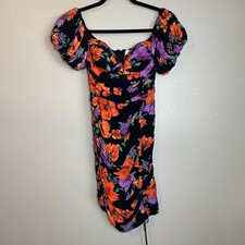 ASTR the Label Floral Off Shoulder Ruched Mini Dress Sz XS Black Red Party