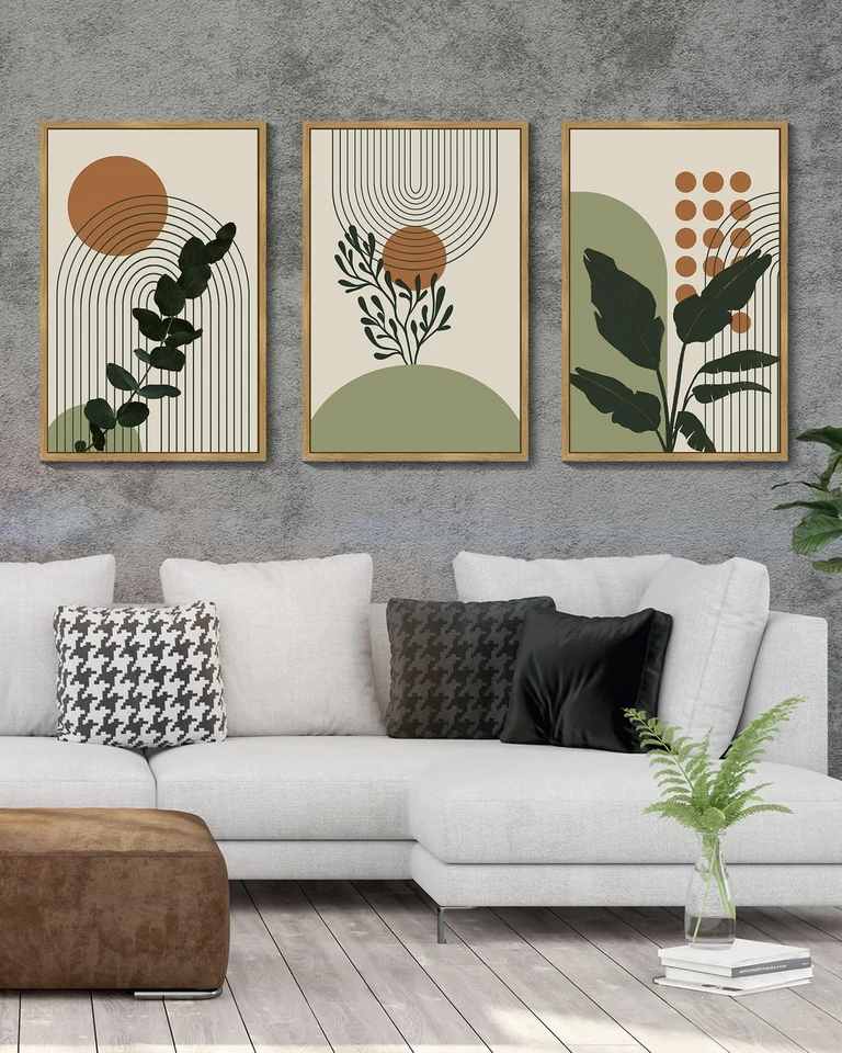 Arte de pared Boho Planta verde botánico bohemio impresión de pared enmarcada 24x36 pulgadas Abs... Foto 2 de 4