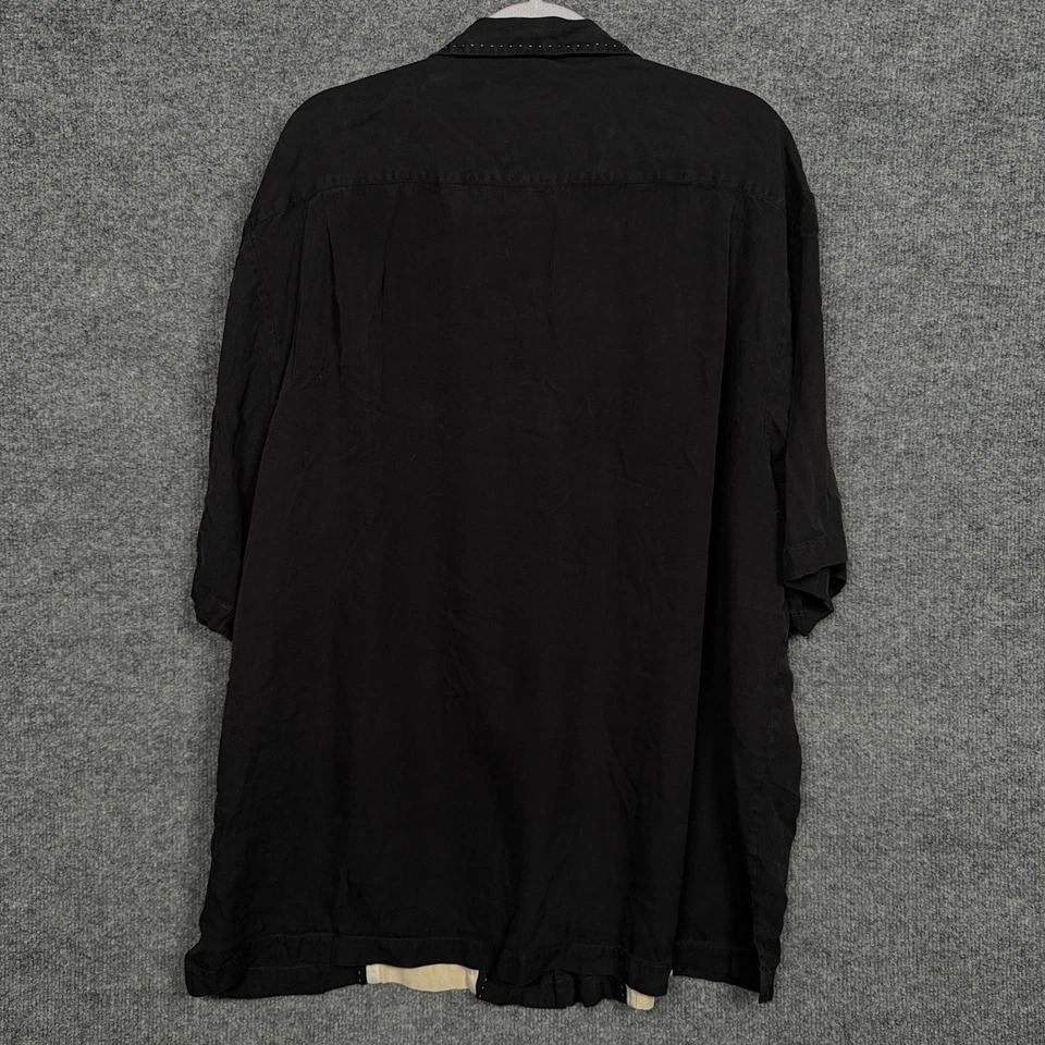 Nat Nast Mens Size XL American Fit Button Up Shirt Black Sand White Silk - Image 2 of 4