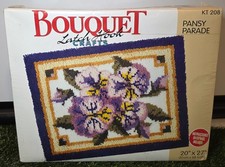 Bouquet Crafts Latch Hook Pansy Parade Kit 208 Size 20x27 NEW