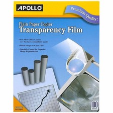 Apollo Plain Paper Copier Transparency Film - 8 1/2" x 11" - Black, White - 1