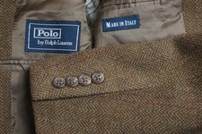 Polo Ralph Lauren Fairmont Brown Woven Tweed Sport Coat Jacket Sz 42L
