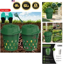 Worm Compost Bin Outdoor Garden Composting System for Beginners 2pcs