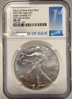 2021 W AMERICAN SILVER EAGLE $1 1ST DAY OF ISSUE T-2 EAGLE LANDING MS70 NGC
