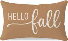 Hello Fall Throw Pillow Covers 12X20, Warm Caramel