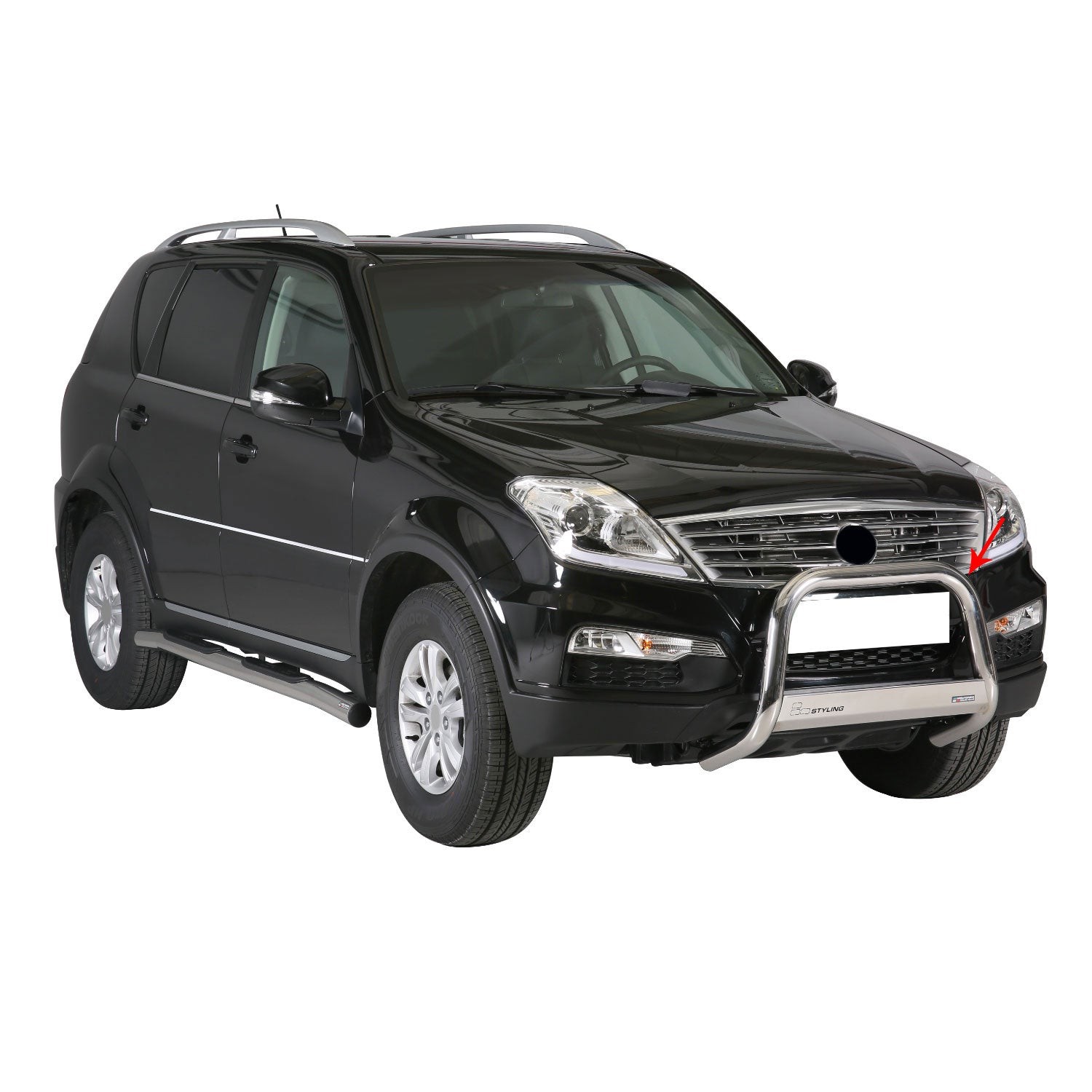 Pare-buffle SsangYong Rexton W 2013-2017 en acier gris 63 mm