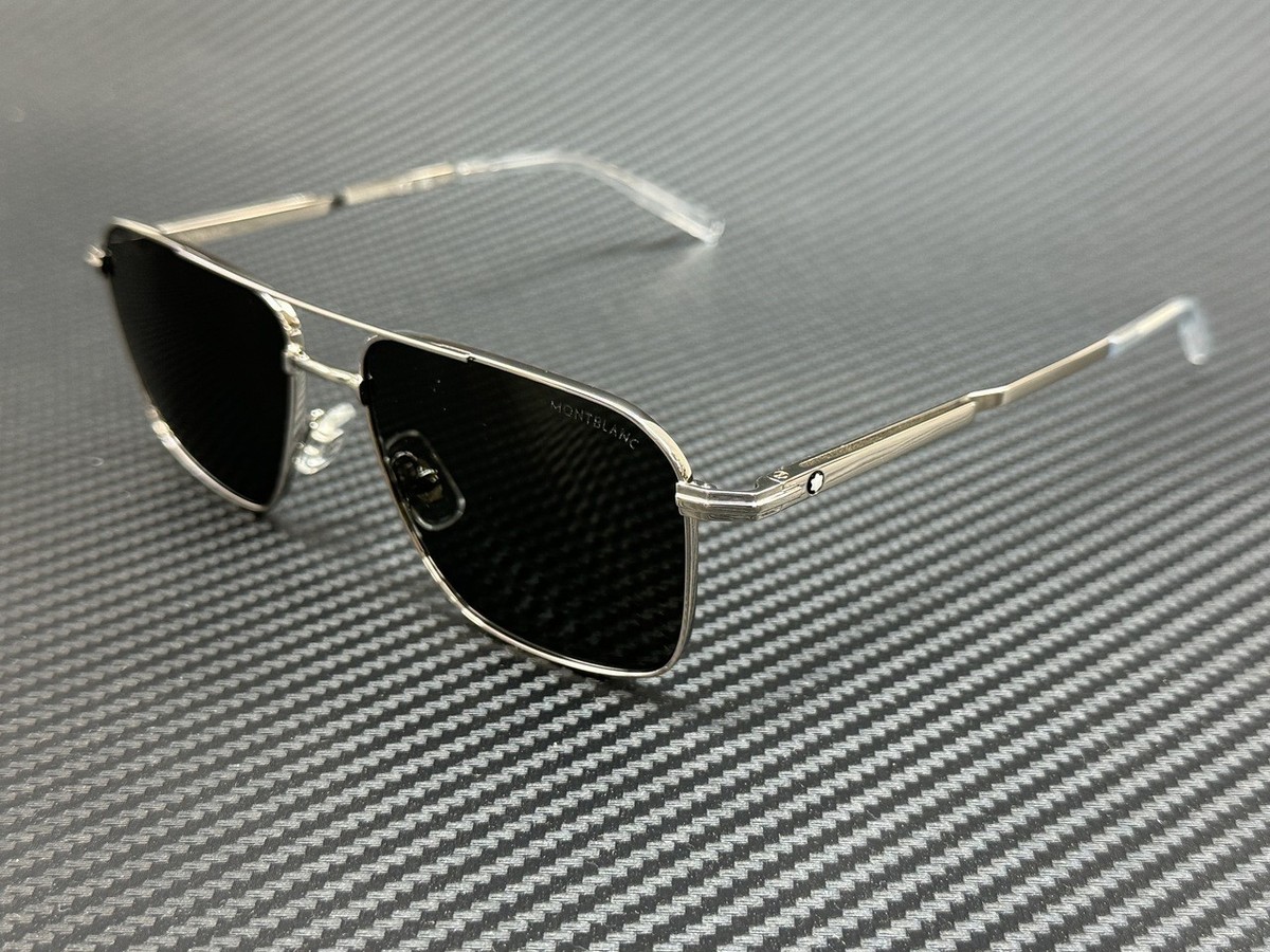 MONT BLANC MB0278S 001 Silver Grey Men's 56 mm Extra Large