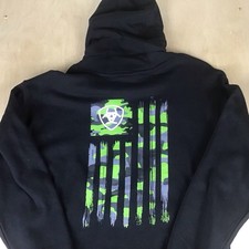 Ariat Mens Small Camo Flag Hoodie Sweatshirt Black USA