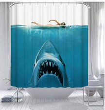 Ocean-Themed Shark Whale Shower Curtain Waterproof Bathroom Decorative Shower
