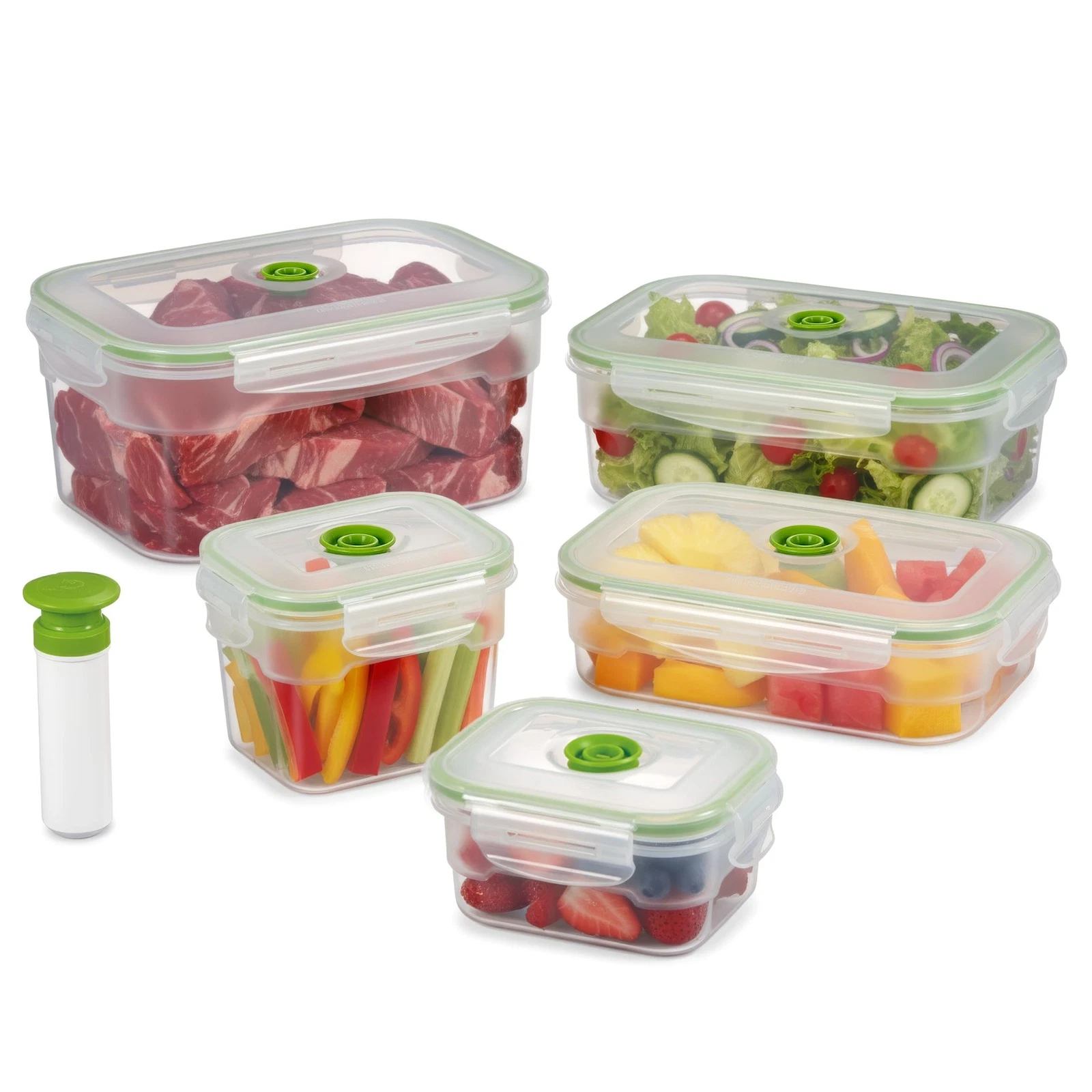 BPA-Free Plastic Vacuum Seal Containers with Hand Pump – Airtight Food Storag...