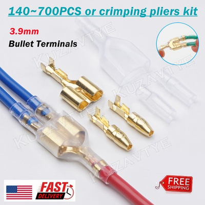 #ad 140 700X Motorcycle Brass Bullet Terminal Male Female Electrical Wire Connectors $43.96