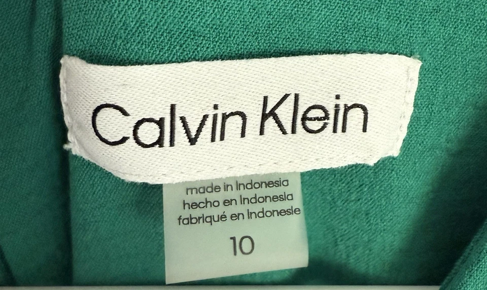 Mono Elegante Verde Sin Mangas Calvin Klein Talla 10 Fiesta Festiva Navidad Foto 4 de 4