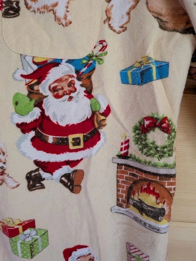Nick & Nora Womens S Nightgown Santa Scottie Dog Gown Christmas Flannel Retro - Image 2 of 4