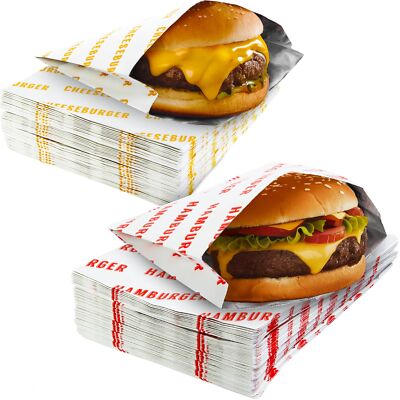 100PCS Greaseproof Burger Wrappers Insulated BBQ Foil Paper for Cheeseburgers