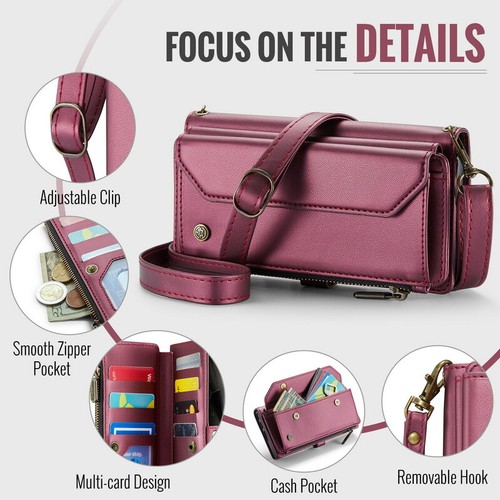 Für Samsung S24 FE Ultra S23 S22 A55 A54 A35 Band Crossbody Wallet Zipper Cover - Bild 8 von 23