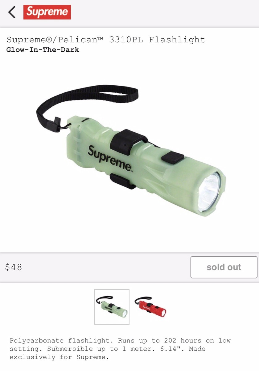 Supreme Pelican 3310PL Flashlight Glow In The Dark SS19 NIB