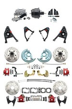 1969-1974 Nova Front Rear Disc Brake 8 Booster Control Arms Package Red Caliper 1969-1974 Nova Front Rear Disc Brake 8 Booster Control Arms Package Red Caliper