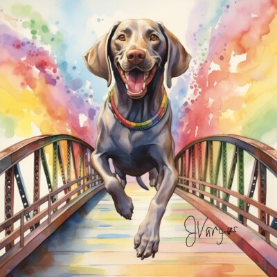 Watercolor Weimaraner Pet Memorial Painting Art Print INCLUDES 11X14 MATTING