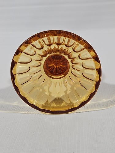 Vintage Fenton Amber Taper Glass Colonial Candlestick Holder Thumbprint Design - Picture 6 of 10