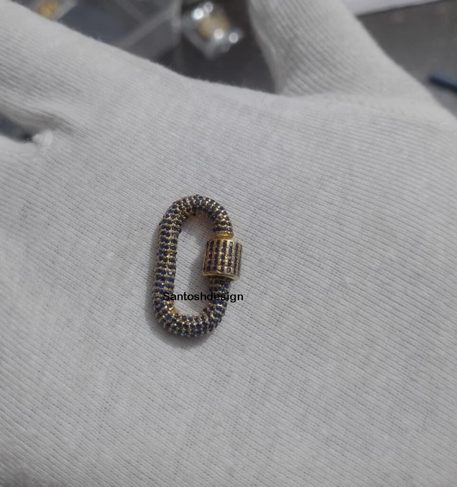 Beautiful Oval Silver Blue Sapphire Carabiner Lock Clasp,Handmade Clasp Jewelry - Image 4 of 4