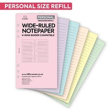 Filofax Personal COMPATIBLE Wide-ruled lined notepaper organiser refill insert