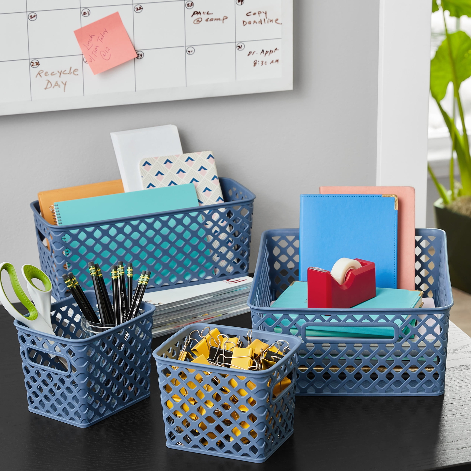 Mainstays 4-Piece Blue Decorative Storage Basket Set
