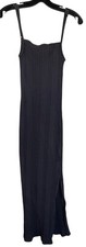 LA Made Dress Womens Size Small S Gray Ribbed Stretch Body Con Side Slit