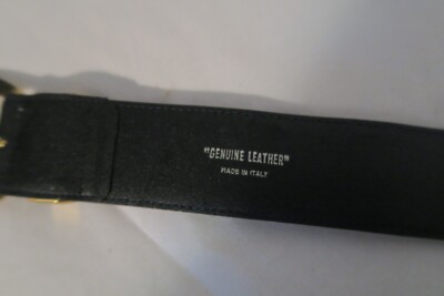 VTG Paloma Picasso Black Genuine Leather Belt Gold Ornate  display picture 1