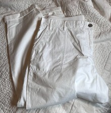Talbots NEW White Crop Pants Size 14 100 Cotton NWT Comfort Waist Pedal Pushers