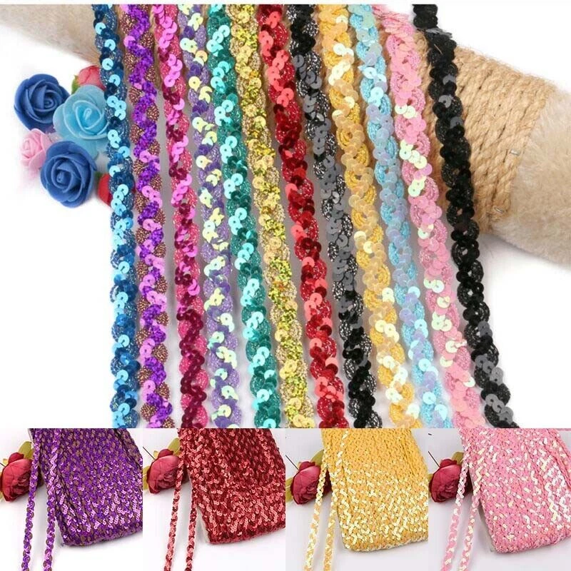 Lentejuelas Hágalo Usted Mismo Brillo Fiesta Encaje Decoración Borde Tela Boda Colorido Para Foto 2 de 4