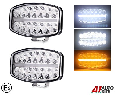 Jumbo Led Spot Licht X2 + Weiß & Bernstein DRL 12V 24V Lkw Traktor Kipper E9 10''