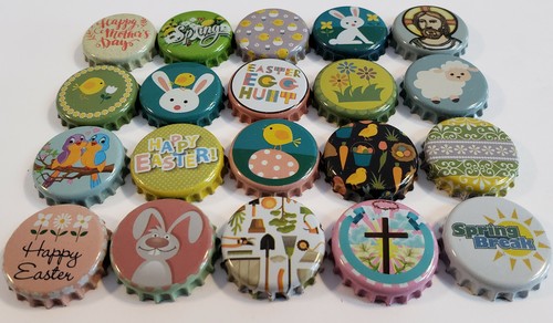 100 Easter Beer Bottle Caps Decoration (Crimped, Used) Spring Decoration Rabbit - Picture 3 of 5