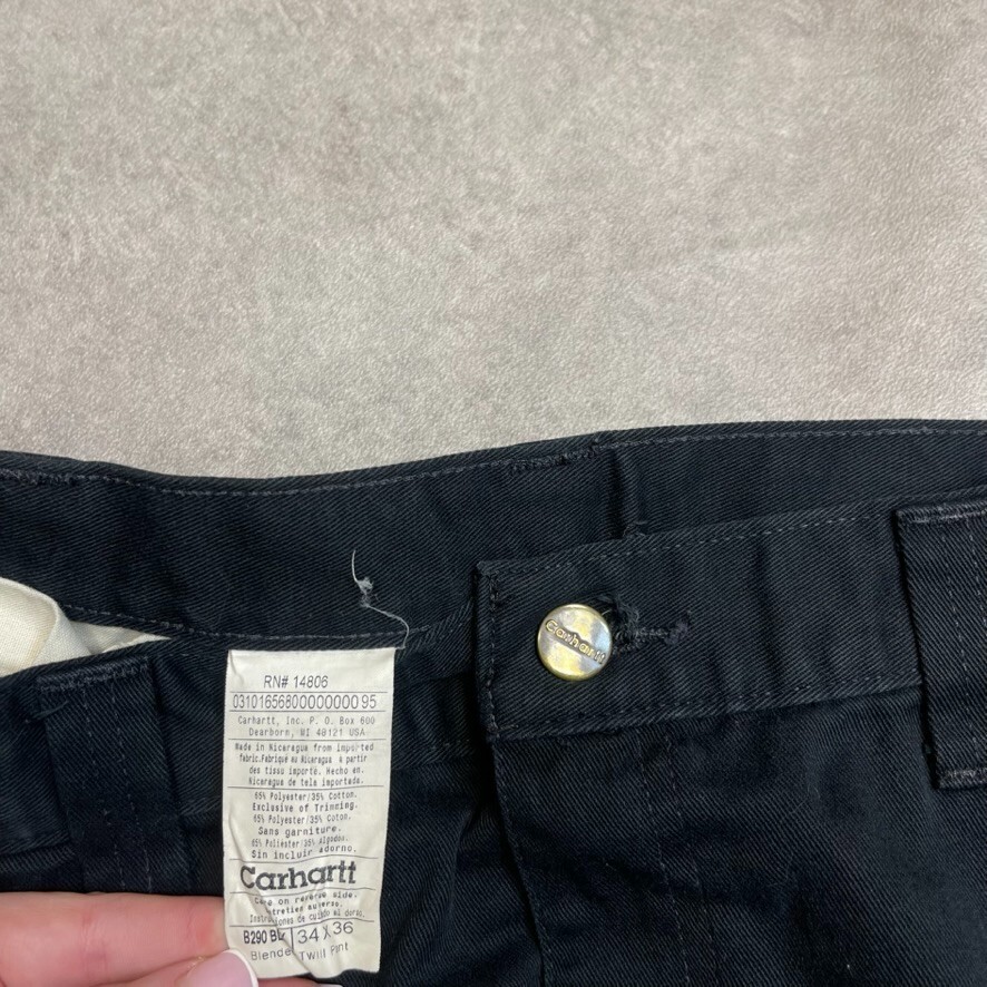 Carhartt Carpenter Trousers Mens 32" Relaxed Baggy Fit Workwear Pants, Black image 3