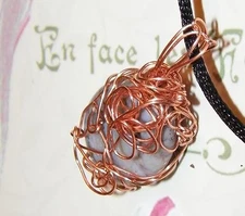 UNIQUE HAND CRAFTED COPPER-WIRE-WRAPPED PIETERSITE PENDANT  1-3/4 Inches